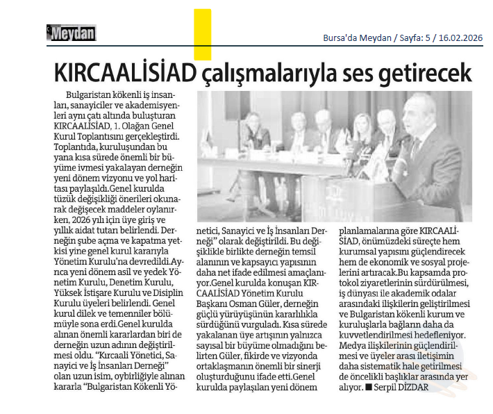 Meydan -Kırcaalisiad çalışmalarıyla ses getirecek